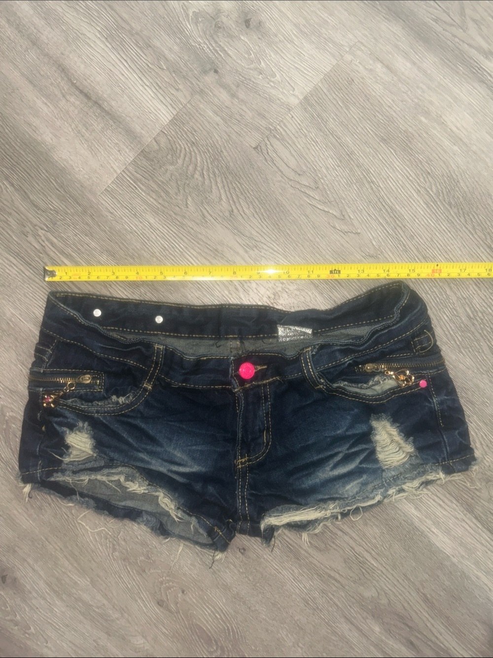 Denim Distressed Low-Rise Women's Shorts - Dark Blue